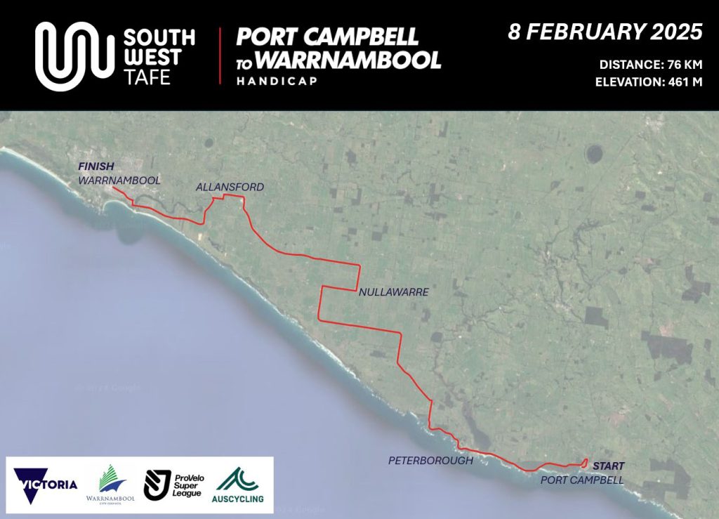 2025 Port Campbel to Warrnambool Handicap Course Map